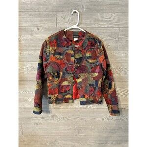 Sharon Endick Size S Multi Color Tapestry Jacket Three‎ Button Closure Artsy